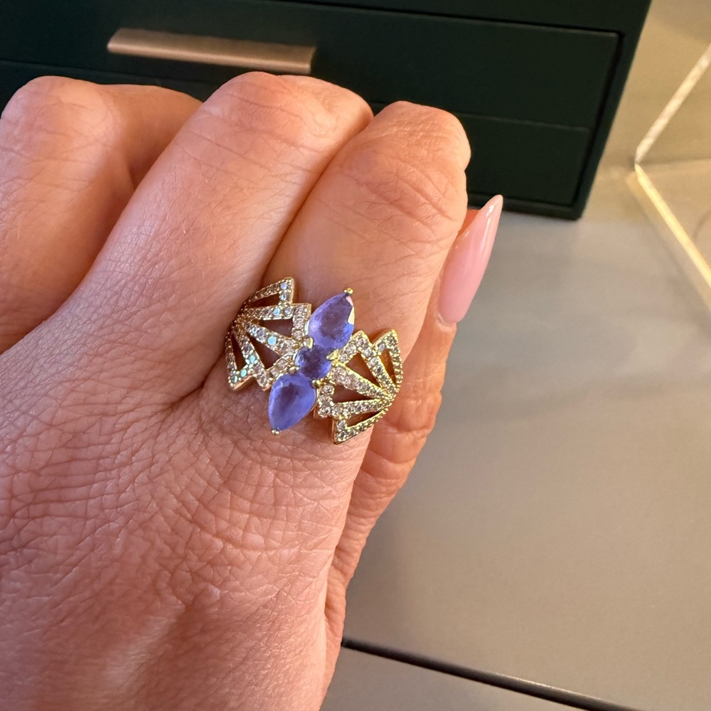 Bomb Party OG Ring Wandering Light Size 8 Gold Lavender Fluorite